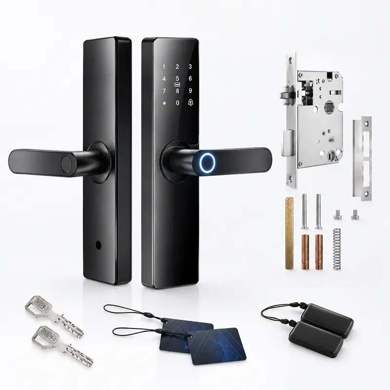 Wooden Door Smart Lock Fingerprint Password WiFi Remote Unlocking One Grip Open Apartment Room Door Lock with Tuya