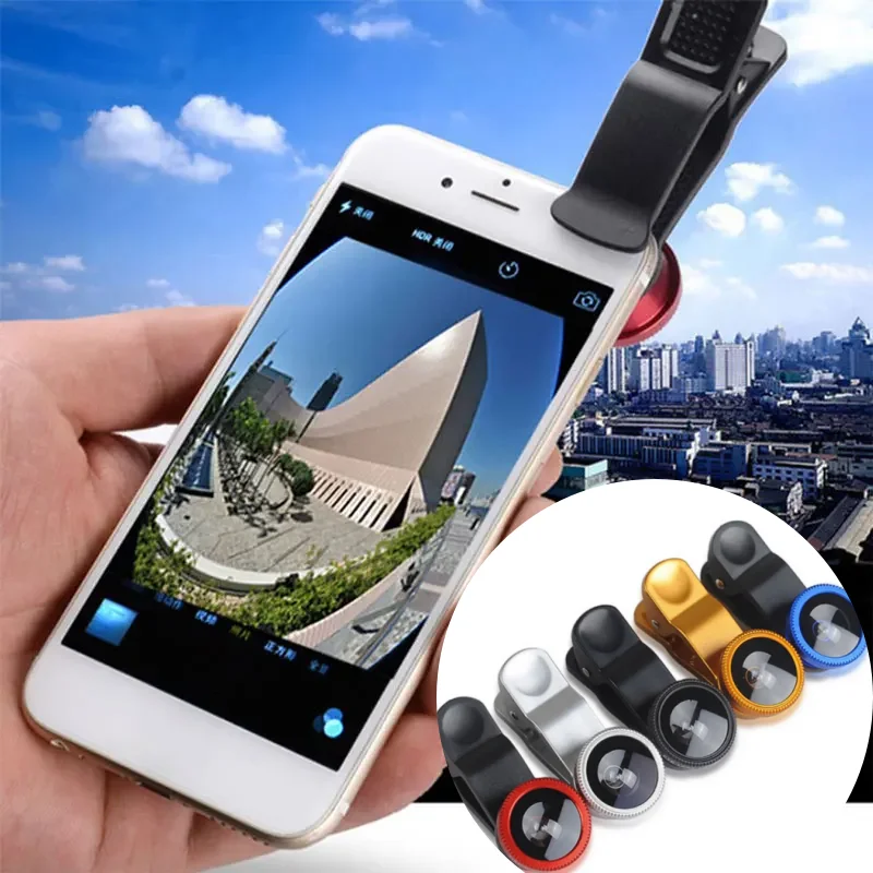 3 In1 Mobile Phone Fisheye Wide-angle Macro with Phone Clip Universal Smartphone Camera Lens Magnifying Glass