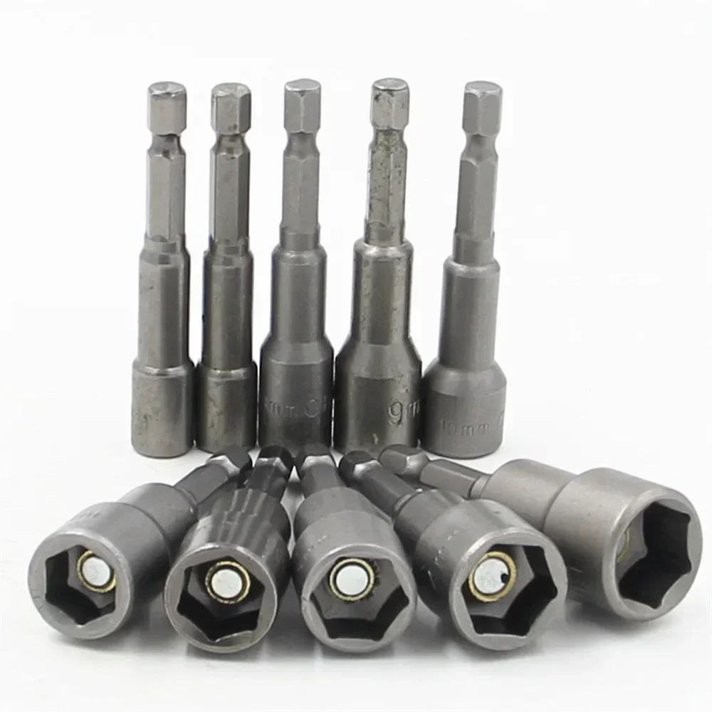 

Driver Set Drill Bit Adapter Hex Power Tools 10pcs 6mm-15mm Hex Socket Sleeve Nozzles Magnetic Nut