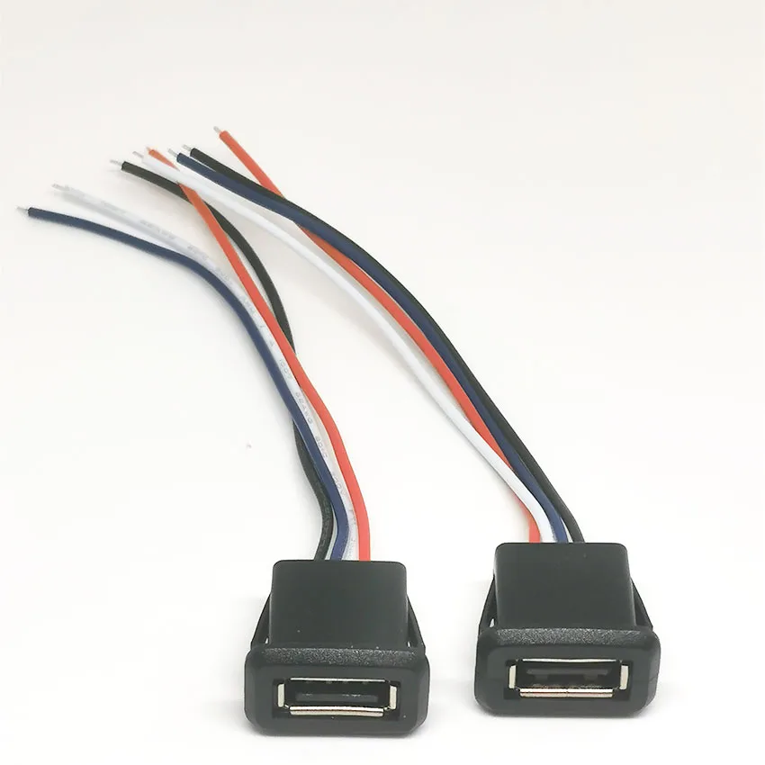 1pcs 2 Pin 4 Pin USB 2.0 Female Power Jack 2P 4P USB 2.0 Charging Port Connector Data Interface with Cable USB Charger Socket