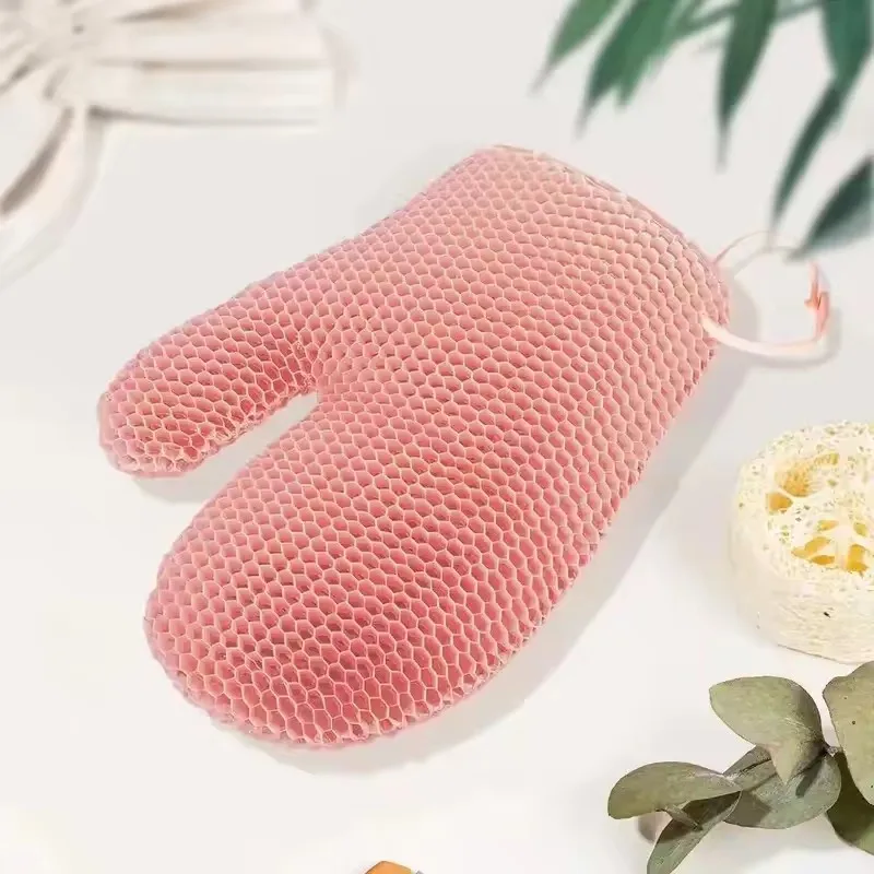 

Exfoliating shower glove with colorful honeycomb weave and TPU high elasticity antibacterial material - gentle, safe and durable