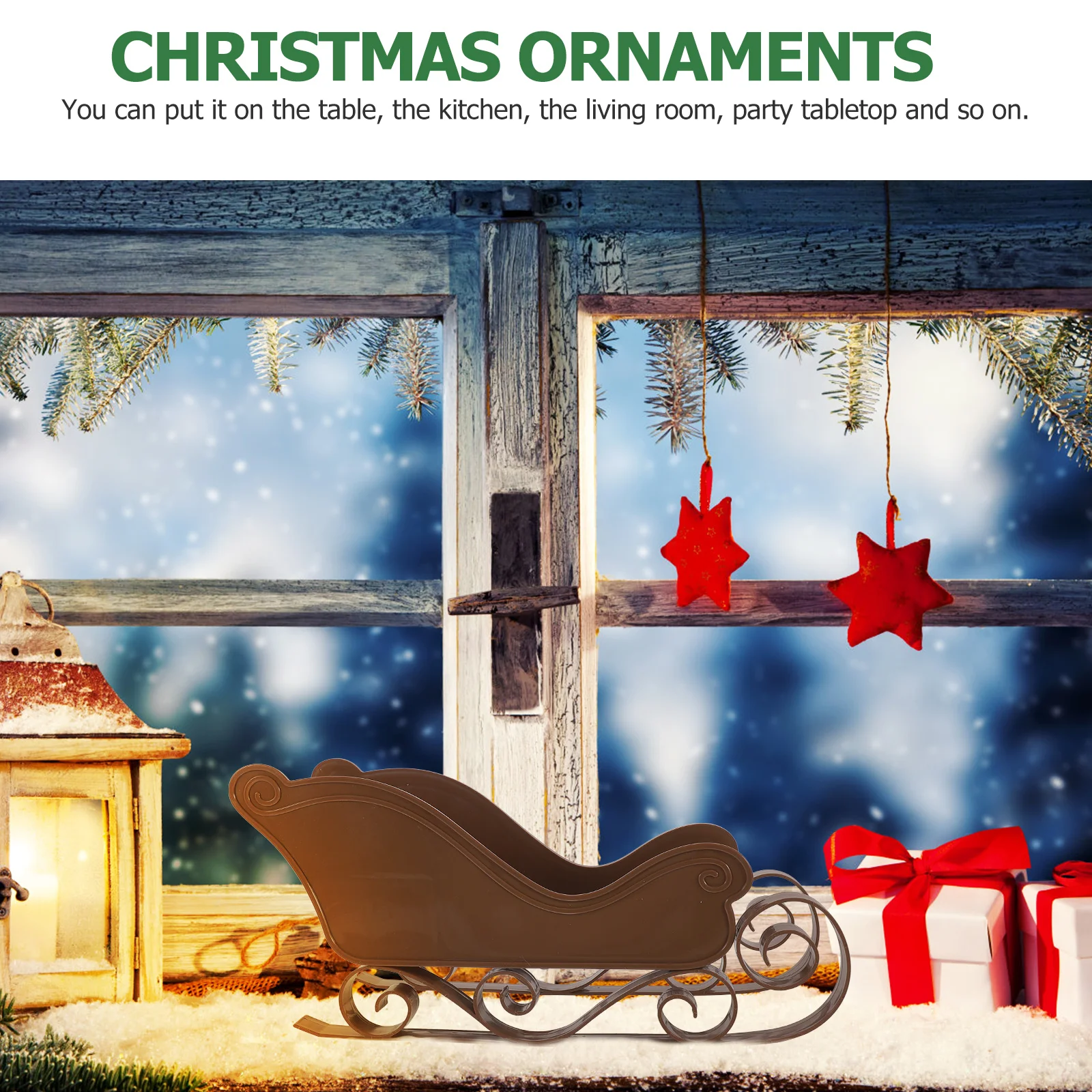 

1pc Christmas naments Sleigh Decor Mini Classical Design Festive Atmosphere Table Kitchen Room Party Gifts