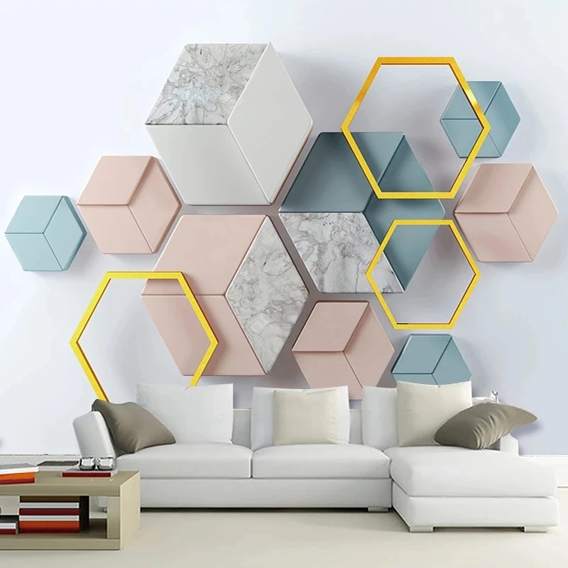 Custom Modern 3D Geometric Marble Mural Bedroom Creative Wallpaper Living room sofa TV background wall restaurant study Hotel 8d