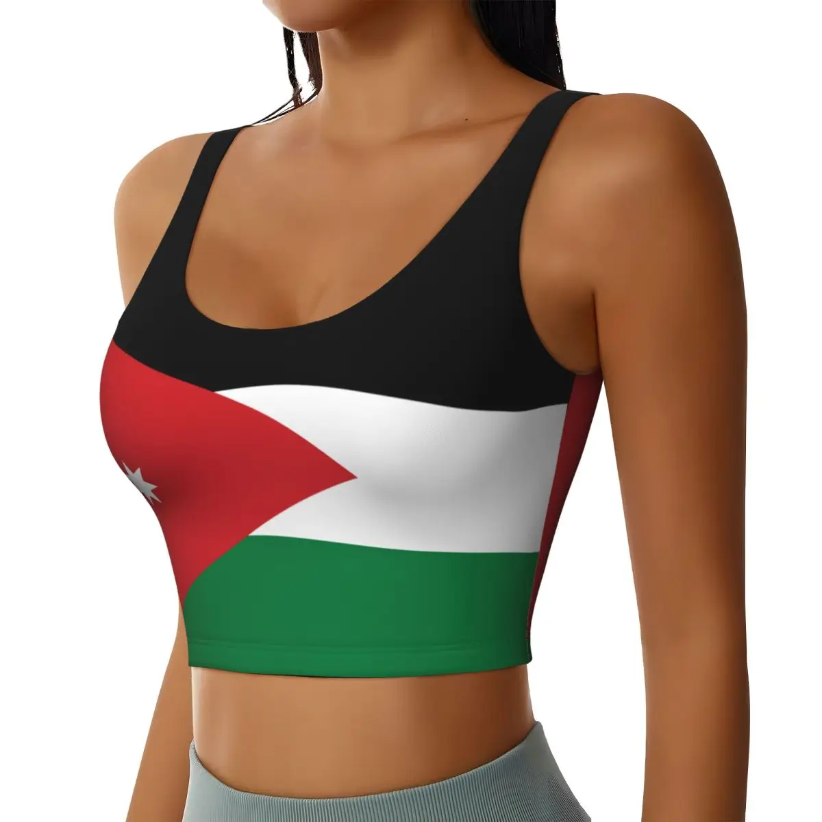 Women Sexy Sports Vest Jordan Flag Female Streetwear Sport Lingerie Tee Crop Top