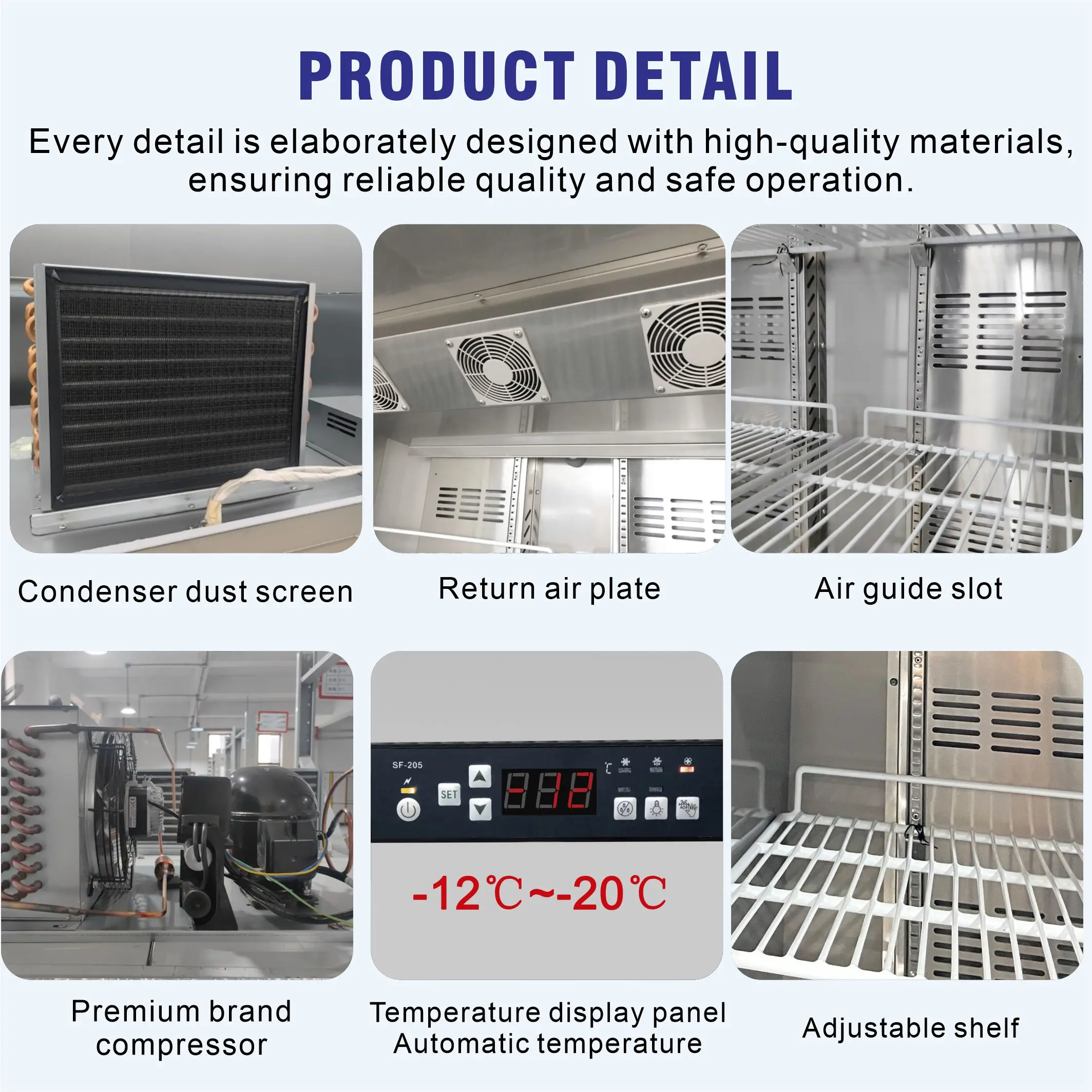 Upright Freezer OEM ODM Air Cooled R290 Thickened Stainless Steel Factory Direct China Factory Wholesale Price