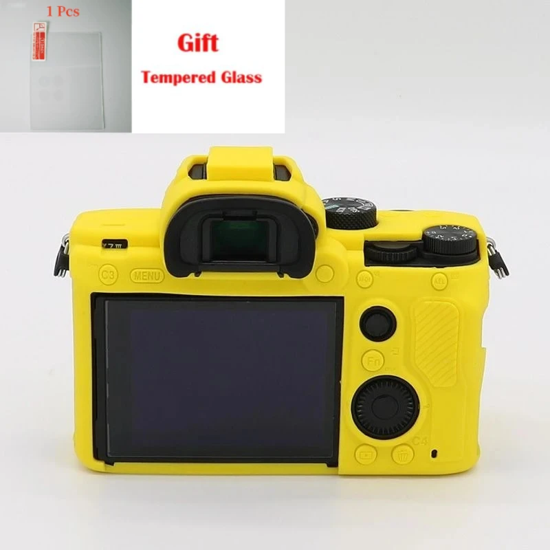 Silicone Armor Skin Case Protective Body Cover For Sony A7III A7 Mark 3 A7RM3 A7R3 A7RIII SLR Soft Case+ 1PCS Free Tempered Film