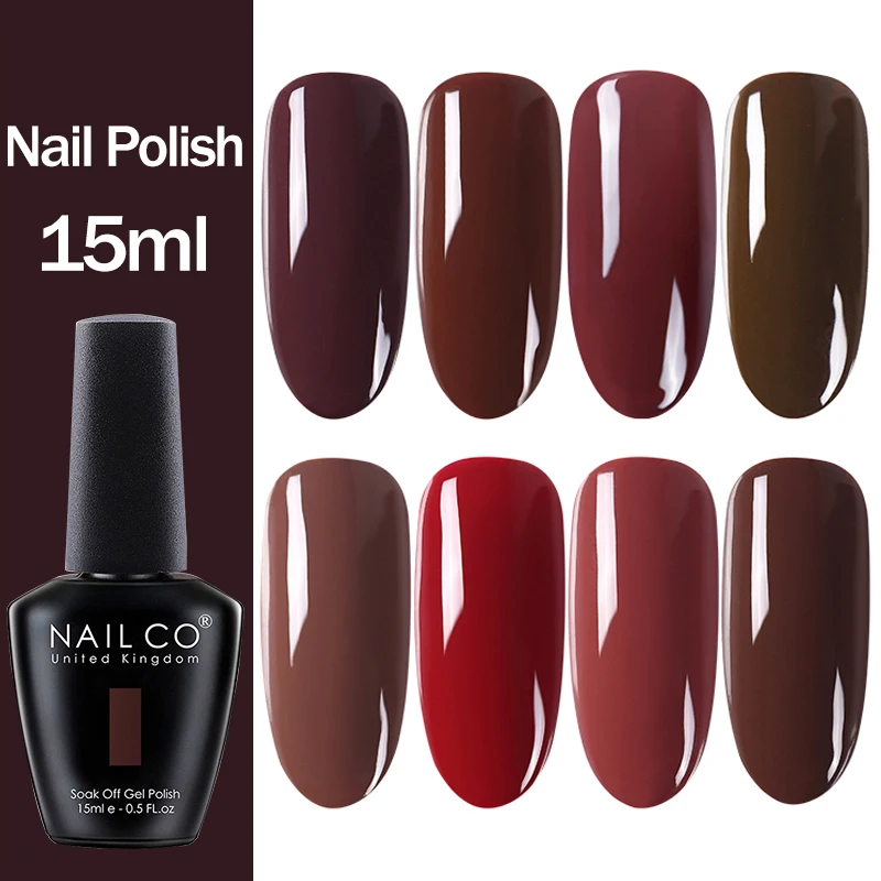 NAILCO 15ml Winter Coffee Color Gel Nail Polish Varnish Nail Art Manicure Nail Supplies Soak Off UV Semi Permanent Nail Glue