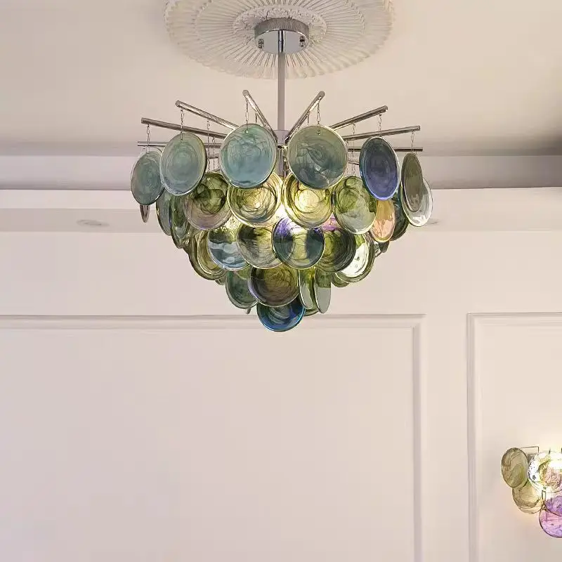 Murano green round Glass Chandelier led French Romantic lamp for Bedroom Living Room Modern Dining Room Decor Colored Glass lamp