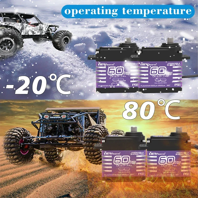 YiPinservo 60kg 브러시리스 모터 IP68 방수 디지털 서보 RC 1/8 1/10 RC 자동차 로봇 용 고 토크 모든 금속 헬리컬 기어