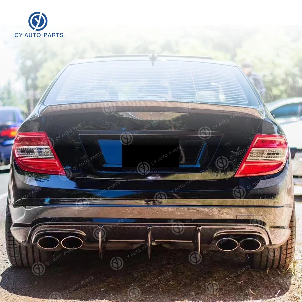 Big Fin Style Carbon Fiber Rear Diffuser Spoiler Lip For Mercedes Benz C63 W204 2009-2011