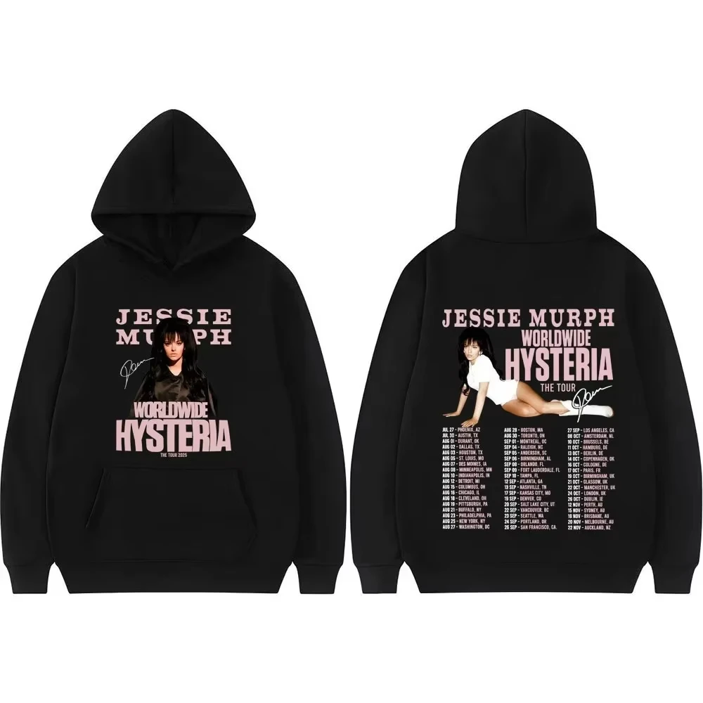 

2026 New Jessie Murph Global Hysteria Tour Graphic Print Hoodie Men's Women's Fashion Hip Hop Music Sad Oversized Concert Hoodie