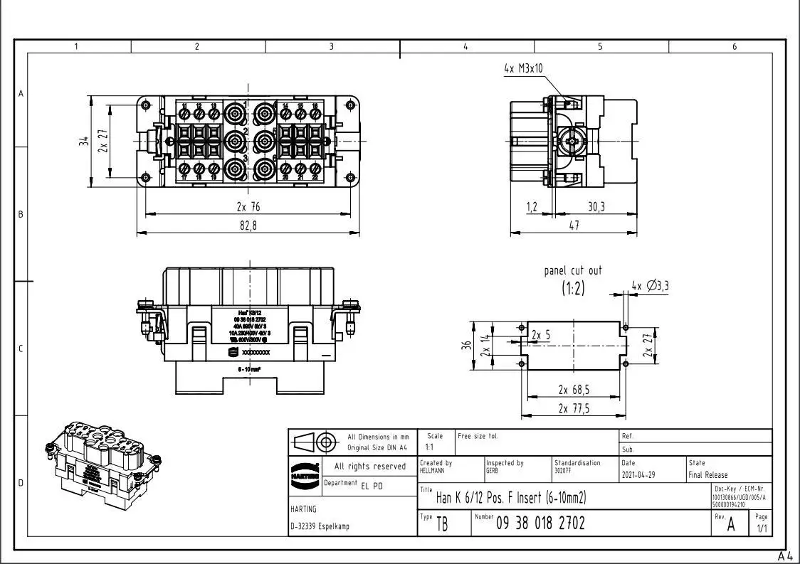 09380182702 HARTING Han K 6/12 18Pin female heavy-duty connector