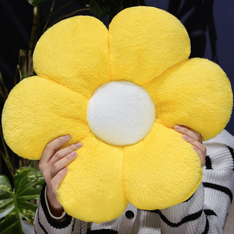 30/45cm colorido flor de pelúcia almofada de assento pele de coelho falso macio 6 pétalas girassol lance travesseiro sofá cadeira decoração de chão presente