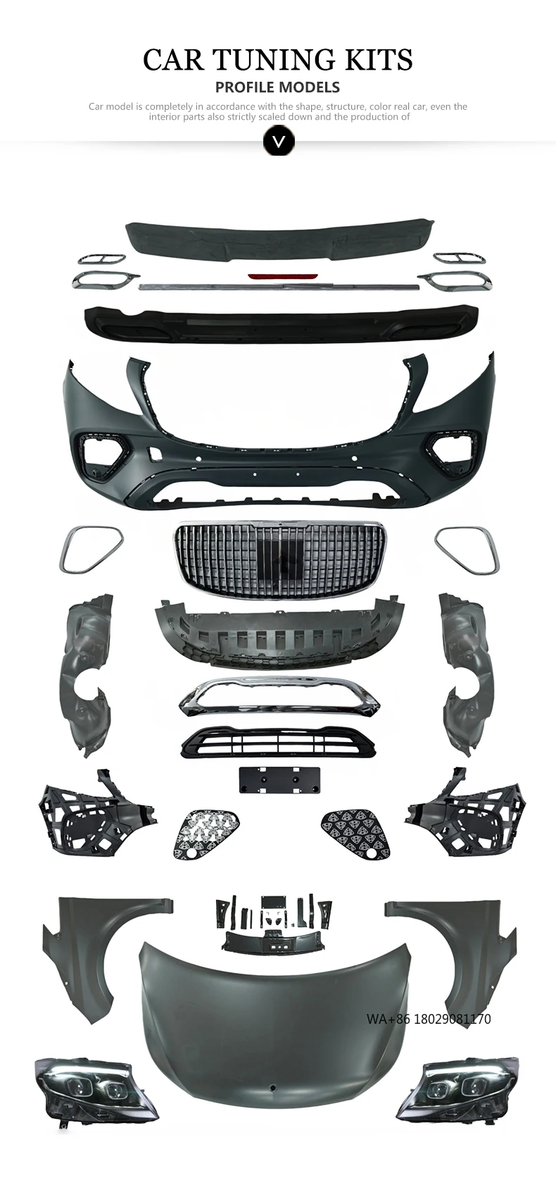 

Car Modification Upgrade VITO Viano Front Bumper Body Kit for 2006-2015