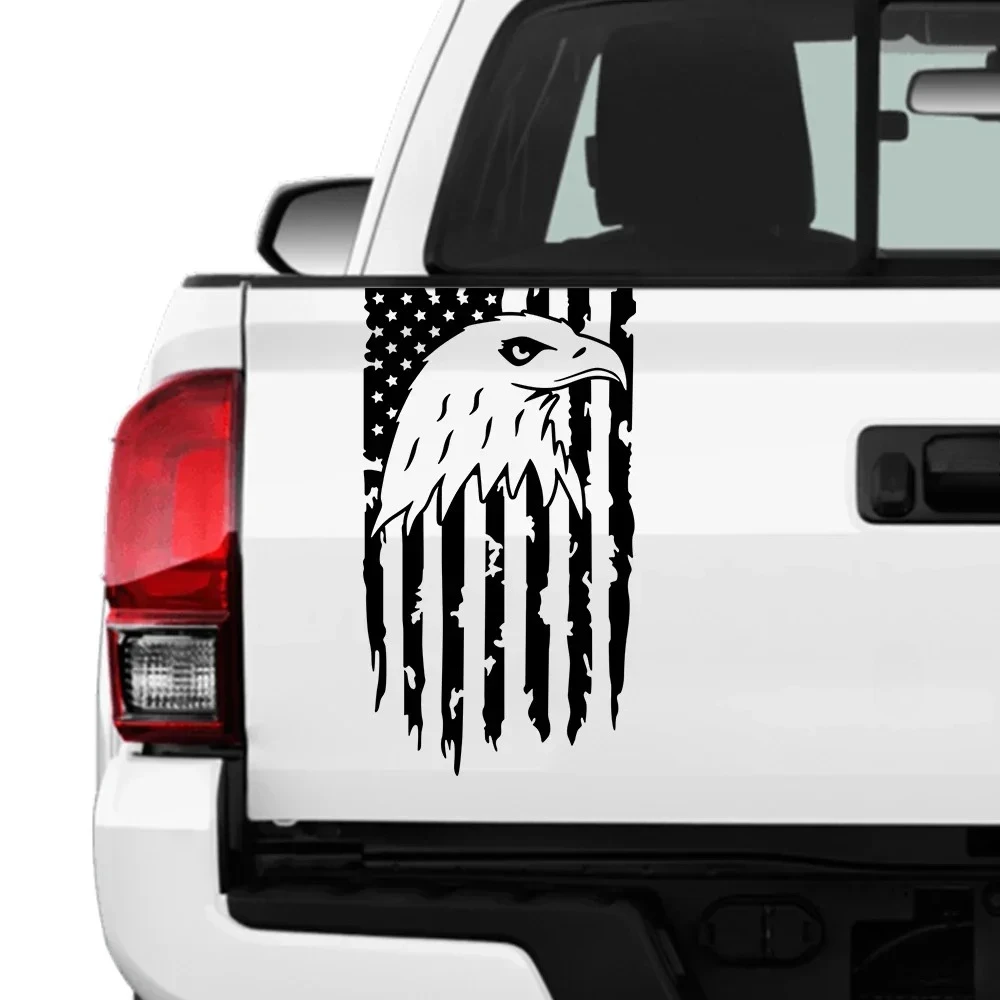 Pegatinas para coche con diseño de águila americana y bandera, cubierta de vinilo para camioneta, decoración para la parte trasera del portón de la caja, accesorios de tuning para automóvil