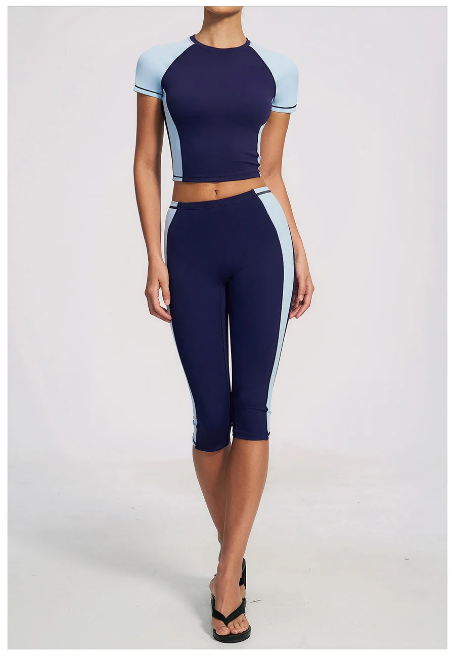 Yoga-Set 2-teilig Workout-Outfit Damen Trainingsanzüge Fitness-Weste Kurze Sporthose Ärmellose Capri-Hose Sportbekleidung Sport-BH Kleidung – Detail 6
