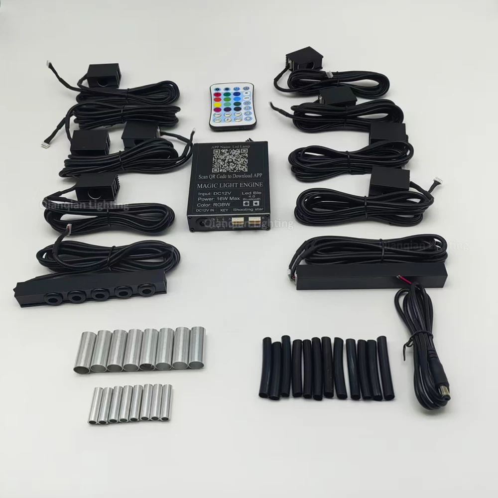 16w Split RGBW Engine Car Headliner Kit With 0.75mm 0.5mm Fibers Fiber Optic Star Lighting DC12V Car Atmosphere Decoration