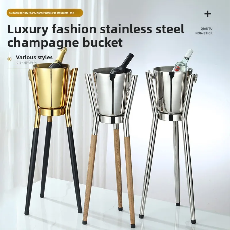 

Hxl stainless steel ice bucket ice cube bar champagne ice bucket rack