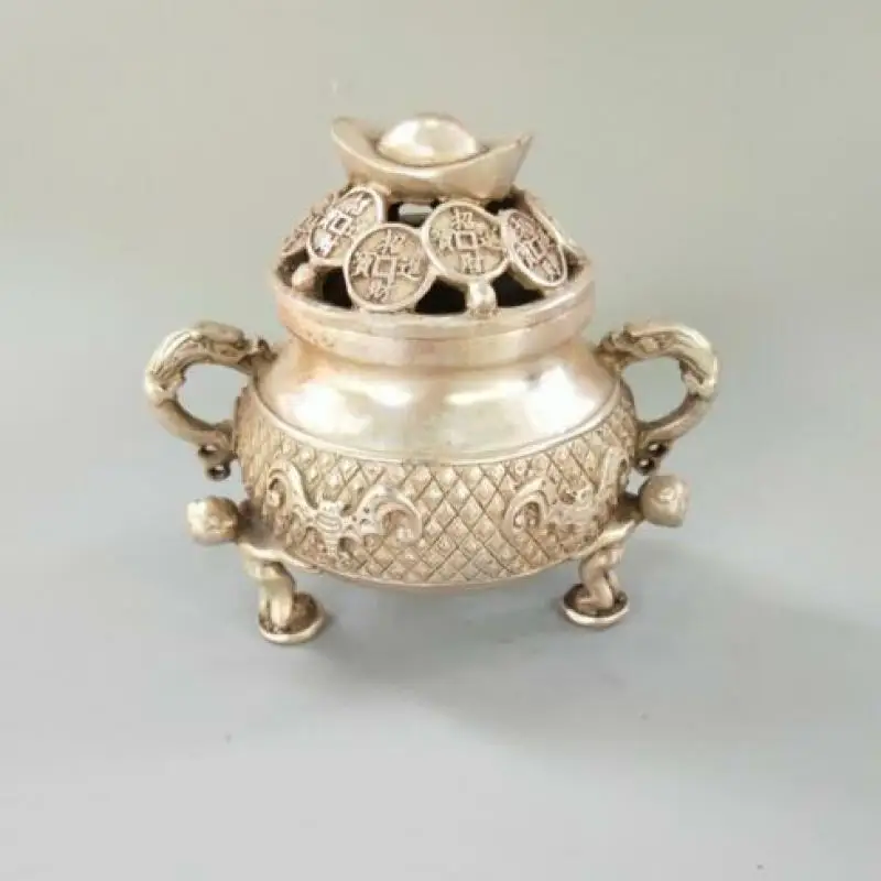 

Chinese Pure White Copper Yuan Bao Incense Burner