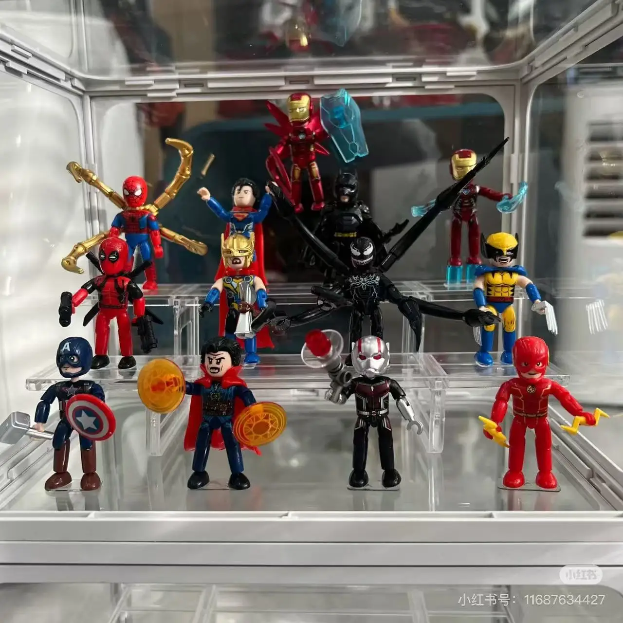 Blocs de construction de poche non répétables, 12 pièces, jouets Iron Man Venom Wolverine, figurines d'action, modèle assemblé, jouets cadeaux