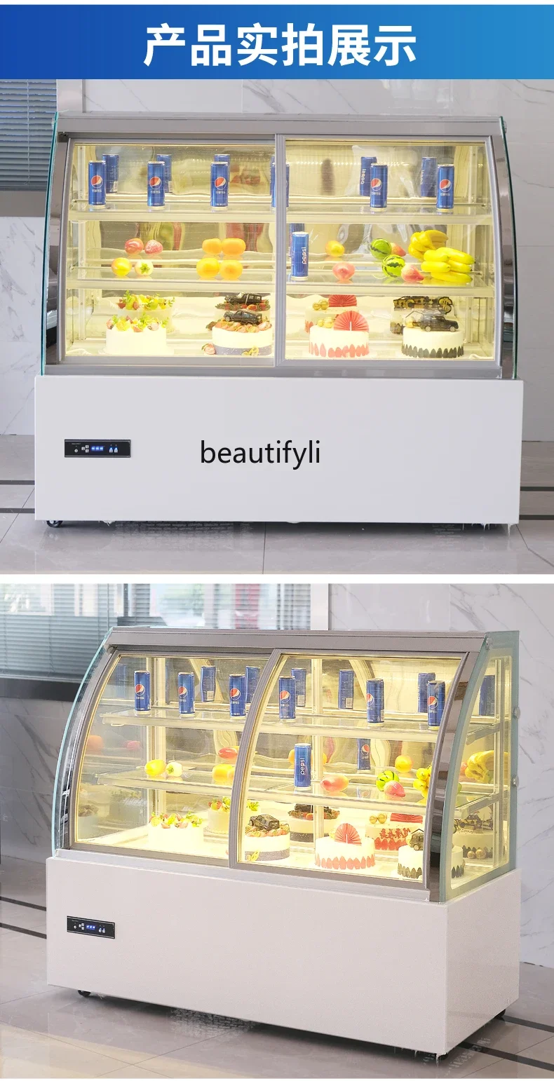 Cake Counter Refrigerated Display Cabinet Commercial Fruit Fresh Cabinet Beverage Mousse Dessert Cabinet Freezer Front Door