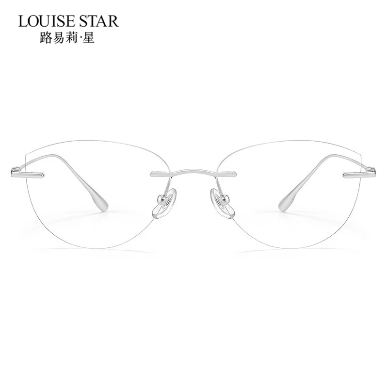 Women's pure titanium frameless cat eye glasses frame customized prescription glasses for myopia, farsightedness, and anti blue