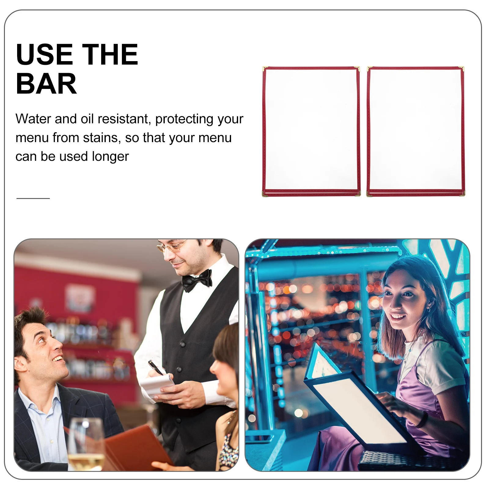 2 قطعة غطاء القائمة بولي كلوريد الفينيل حامل شفاف لمطعم فندق بار مقهى دائم مقاوم للماء وصفة حامي قائمة الأسعار