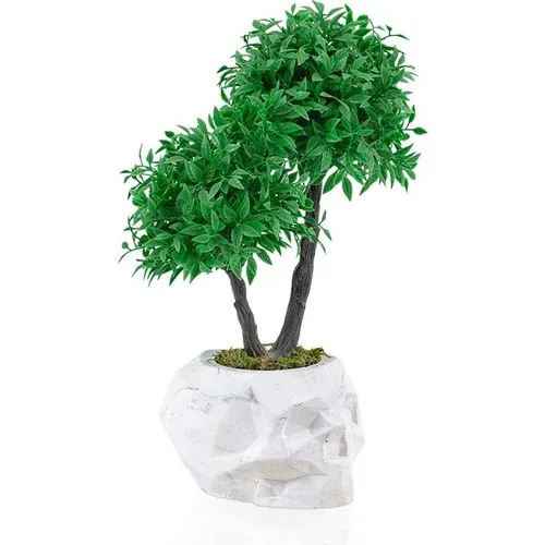 Çiçekmisin Marble Look Dry Head In Pots Two Balls Mini Artificial Tree