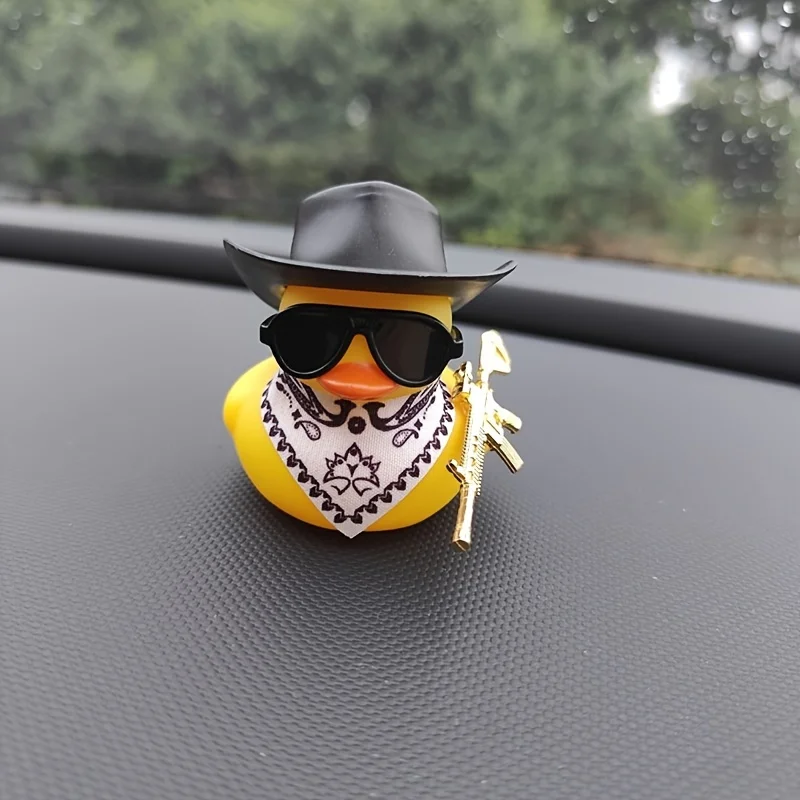 1PC Cute Black Hat Scarf Yellow Duck Car Accessories, Car Decorations, Novice Driver Gifts, Festival Gifts