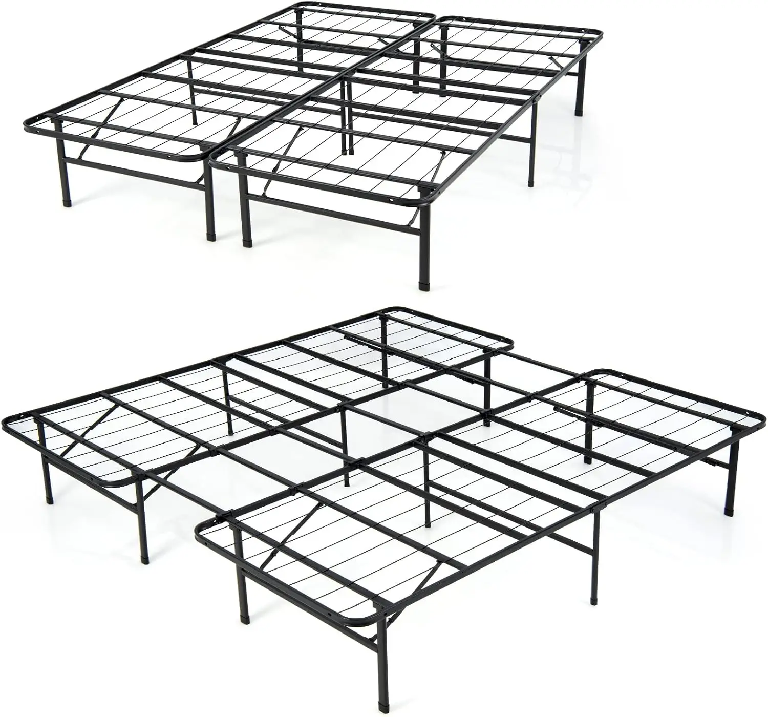 Bed Frame, Queen/King Size Portable Bed Base for Kids, Teens & Adults, Tool-Free Assembly, No Box Spring Needed,