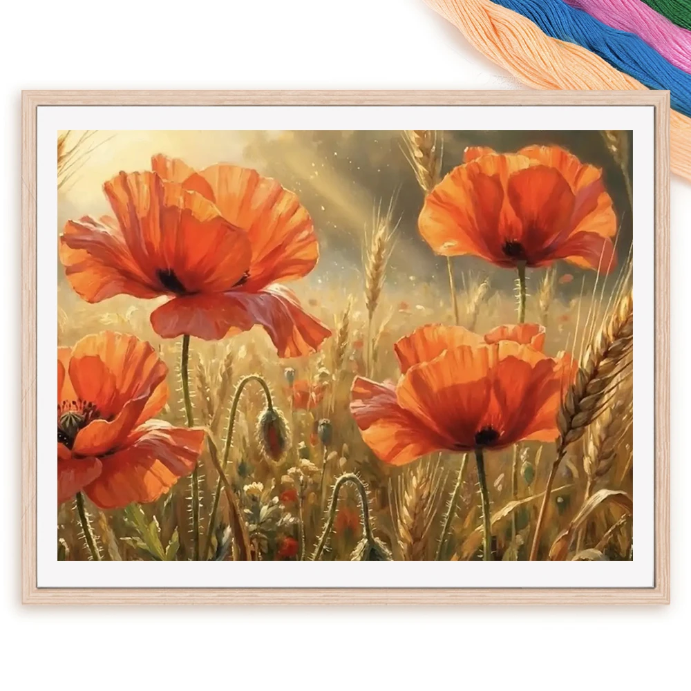 11CT Kreuzstich-Blumen-Stickerei-Set, DIY-Geschenk, Heimdekoration auf Leinwand
