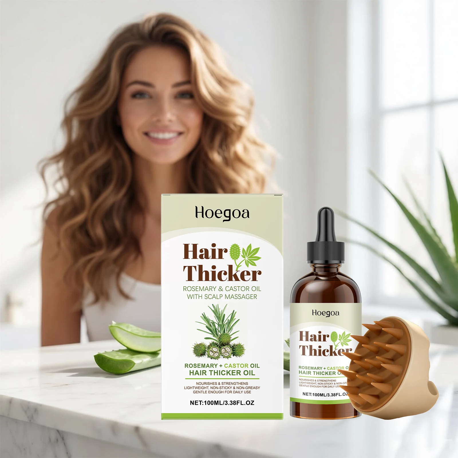 

Масло для волос с розмарином и касторовым маслом для укрепления, увлажнения и восстановления сухих, поврежденных, вьющихся и секущихся волос, сыворотка для кожи головы