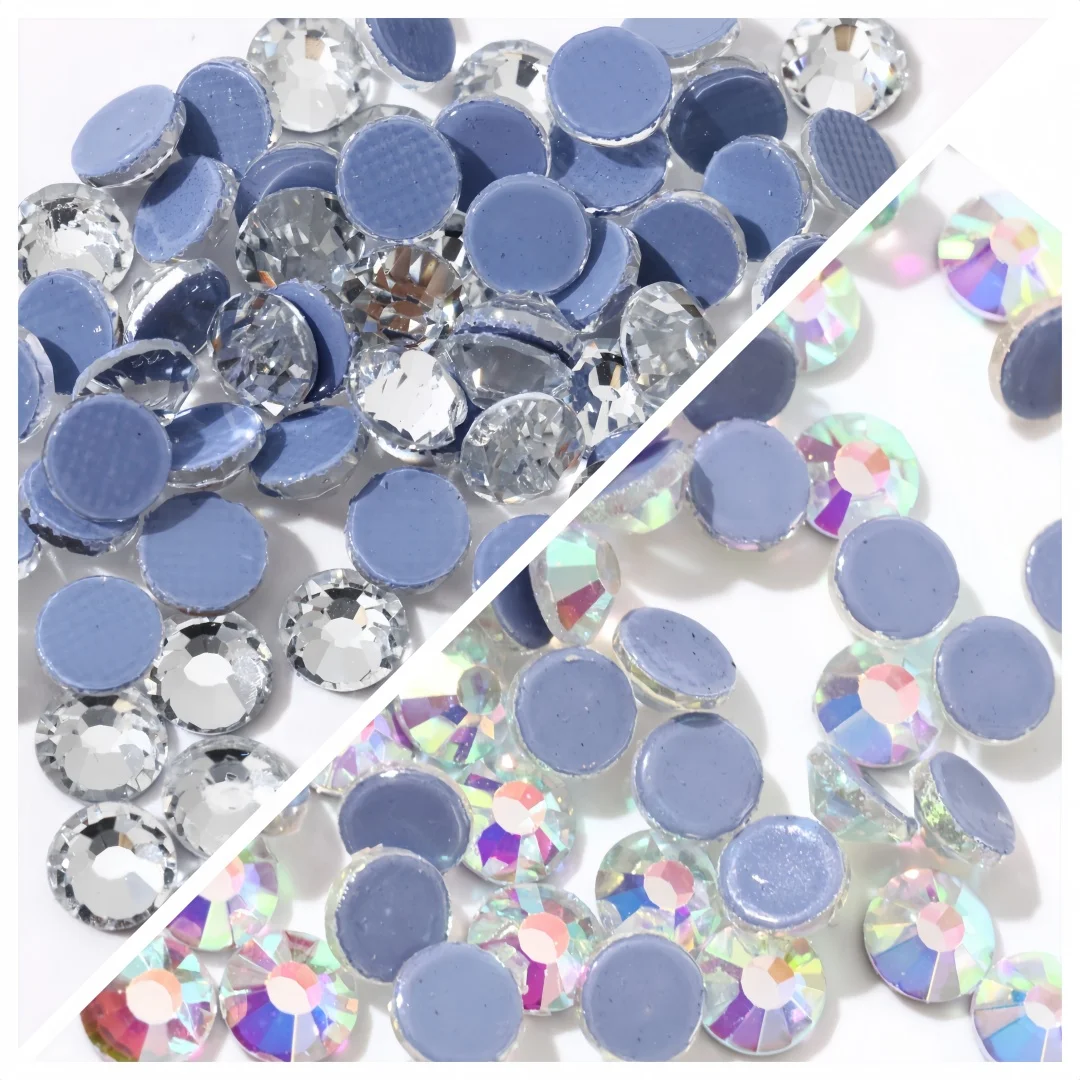 

High Quality AB Clear Hotfix Rhinestones glitter Glass Strass Iron On Crystal Hot fix Rhinestone For Fabric Garment nail стразы