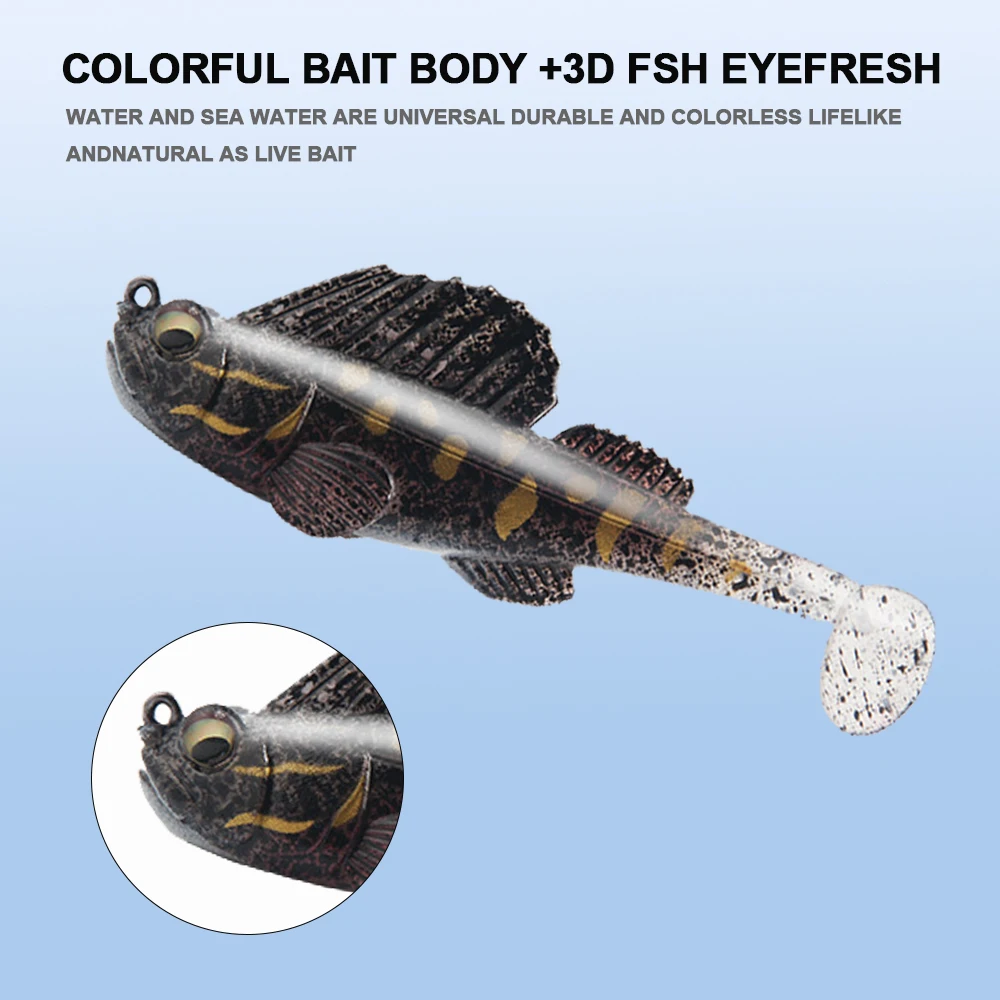 Fake Bait Lead Fish Anti-hanging Bottom Silicone Highly-rated Soft Best-selling Fishing Gear Lure Bait Black 14g