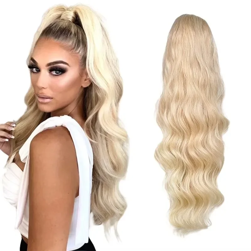 Blonde Drawstring Young Female Long #613 Body Wave Extension Ponytail Loose Wave Ponytail