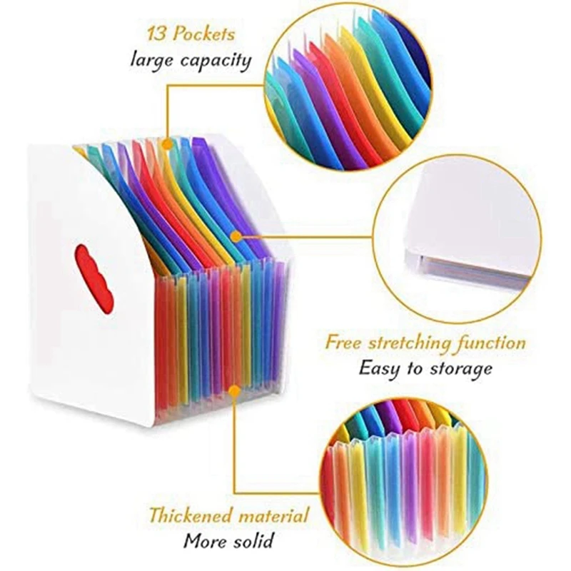 Top-Extended File Holder Folder Vertical A4 Vertical File Storage Basket Desktop 13 Pocket File Holder