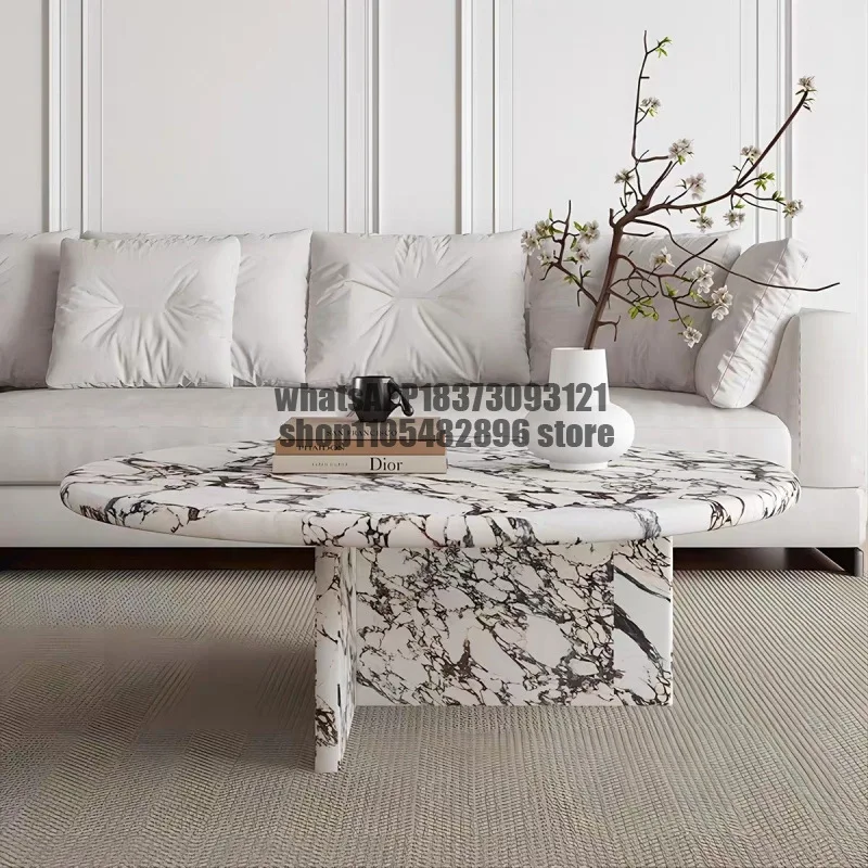 Customizable Natural Carrara Marble Coffee Table Modern Living Room Center Furniture Metal Frame Heavy Duty Durable Stone Sofa S