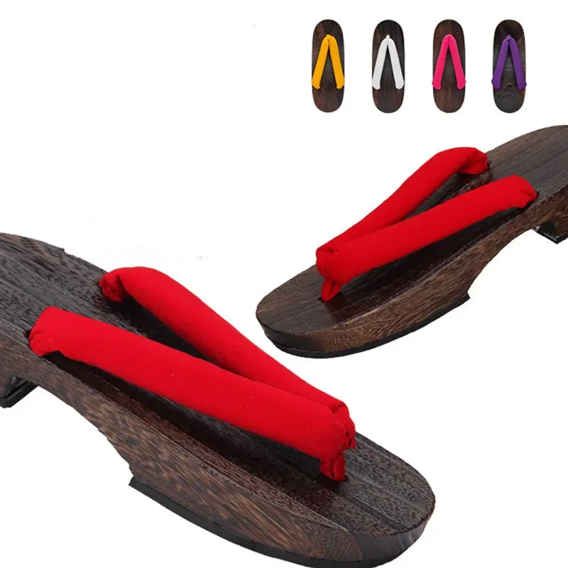 Women's Charcoal Geta Sandals Summer Wood Flip Flops Classic Japan Casual Beach Slippers Cosplay Clogs