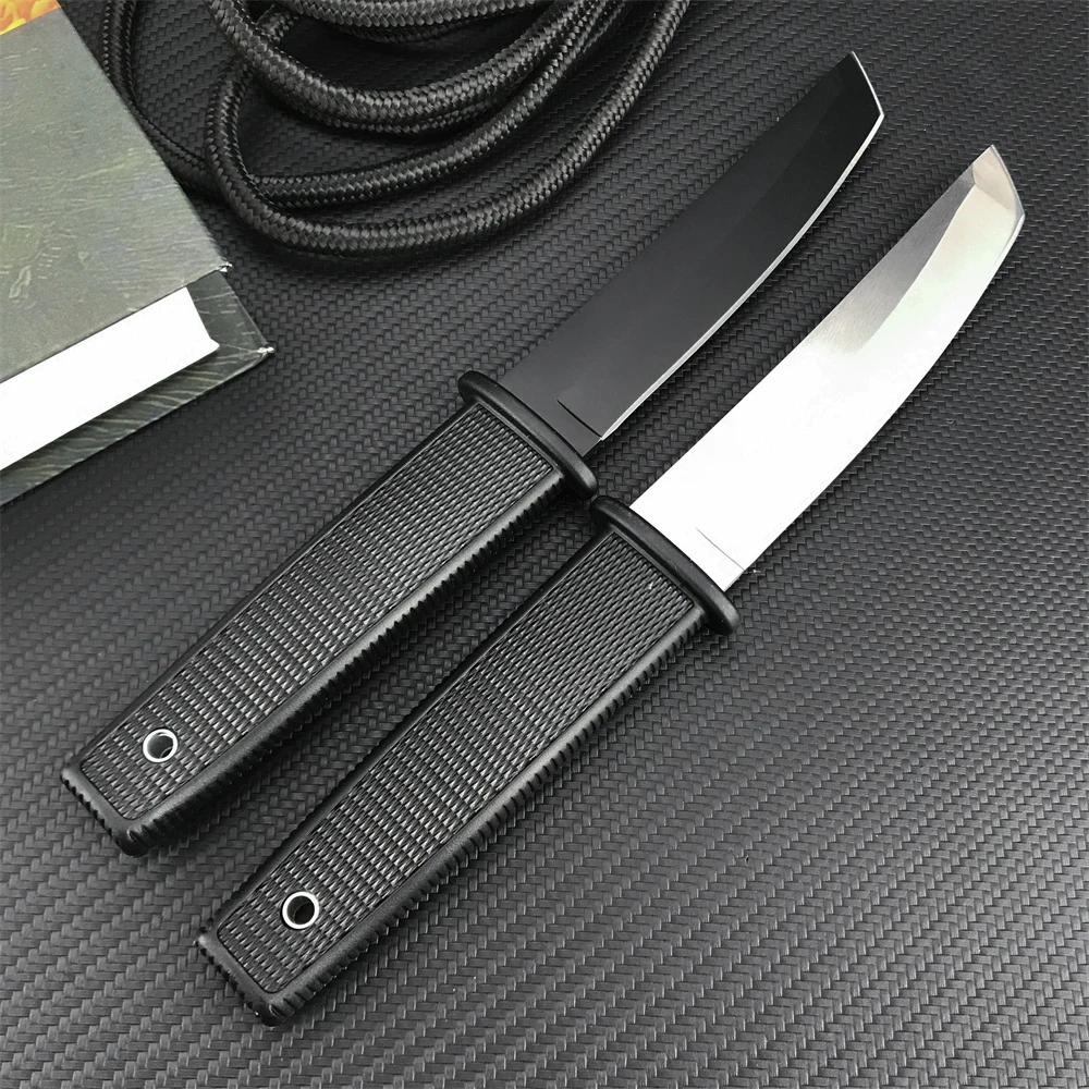 High Quality Combat Fixed Blade Knife 8Cr13Mov Tanto Blade White/Black Nylon Wave Fiber Handle EDC Tool Outdoor Hunting Knife