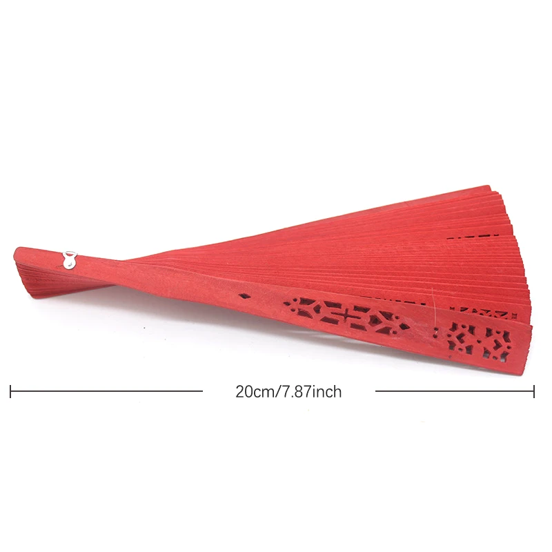 Fashion Wedding Hand Fragrant Party Carved Bamboo Folding Fan Chinese Wooden Fan Vintage Hollow Antiquity Folding Fan