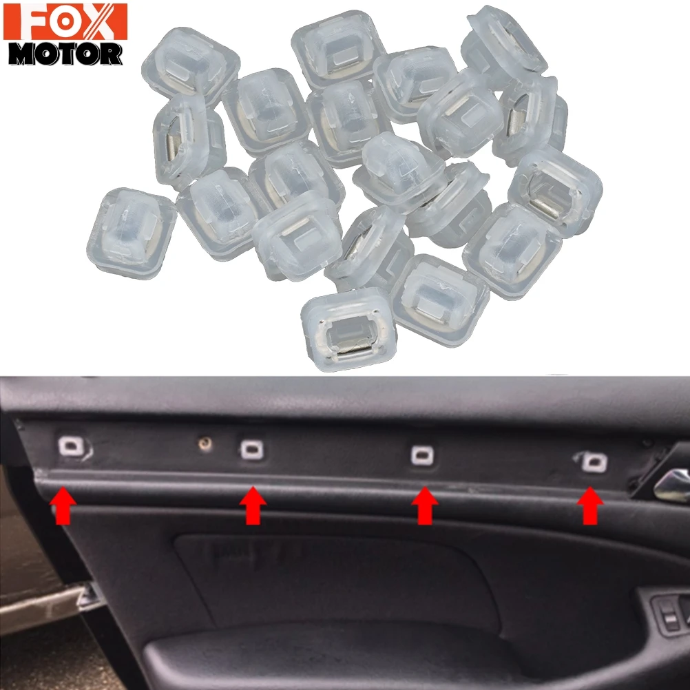 20x For BMW E46 E90 E92 E93 E53 Door Card Insert Trim Grommet Clips Inlay Wood Strip Retainer Fastener Interior Panel Fixing