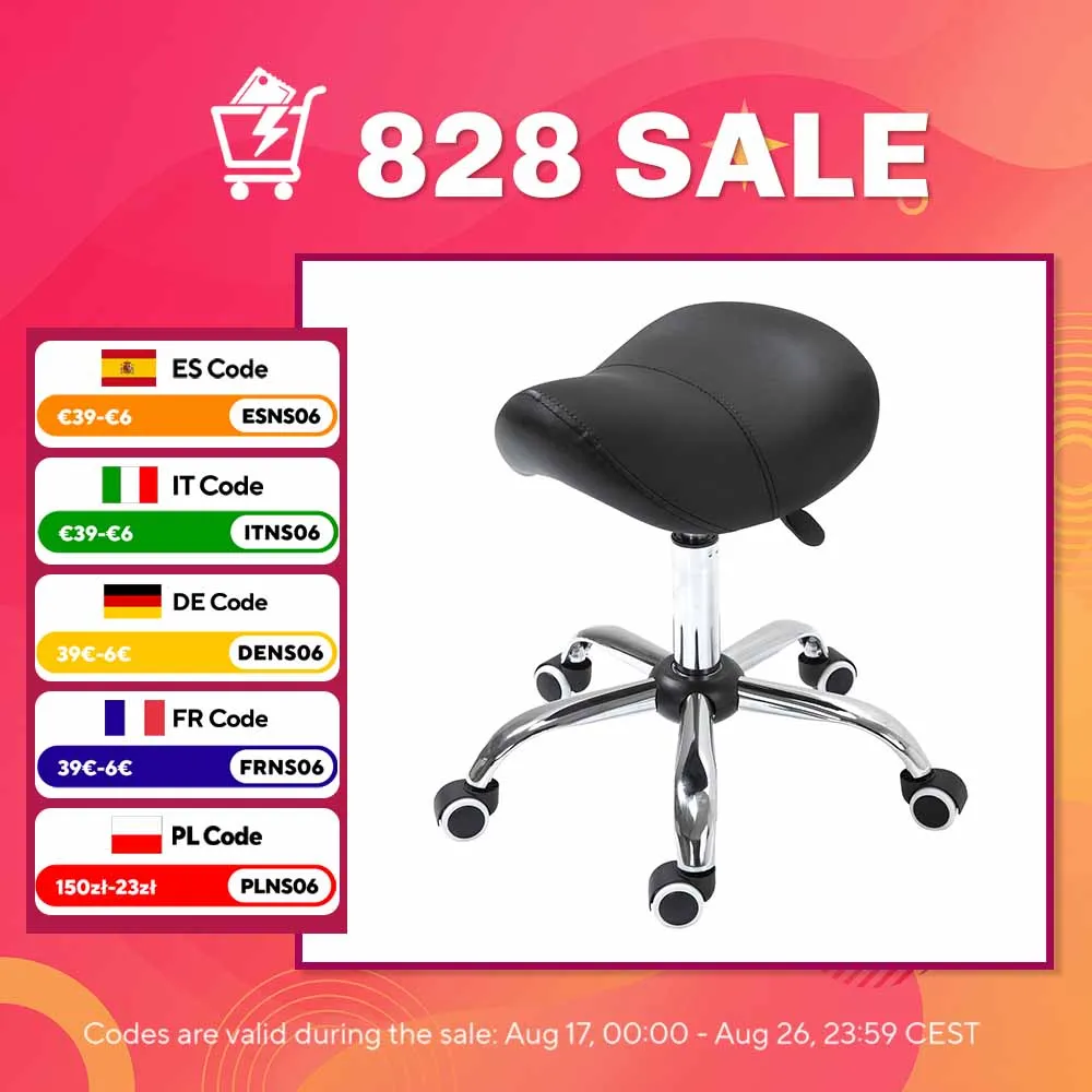 HOMCOM Silla Taburete Giratorio Silla de Esteticista Acolchada Ajustable — oferta en AliExpress