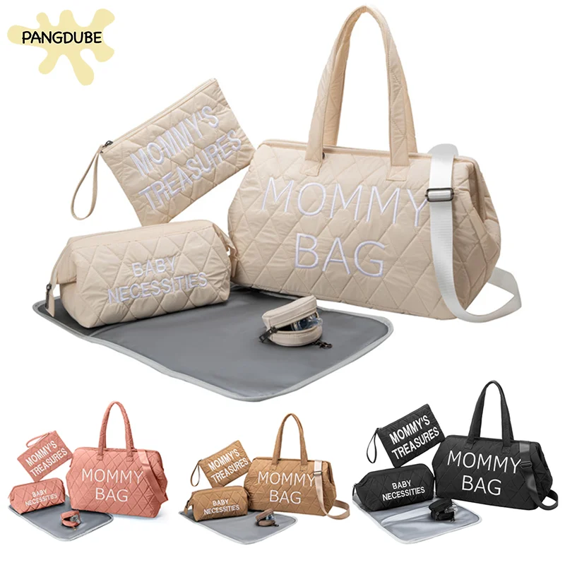 PANGDUBE 5pcs/set Mom Bag Waterproof Baby Diaper Bag for Camping Baby Nappy Bag for Stroller Maternity Fashion Mommy Handbag