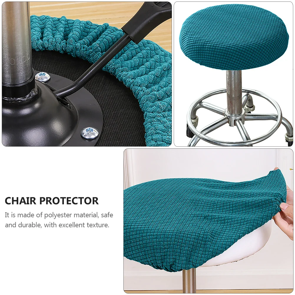 Folding Chair Round Stool Cover Home Hood Table Protector Decorate Blue Indoor Office