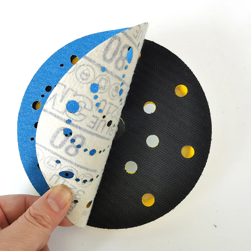 

6-дюймовые флокированные полировальные шлифовальные диски с крючком и петлей на присоске, пластина, держатель наждачной бумаги, липкий диск для пневматического полировщика