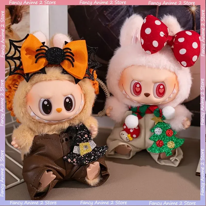 Halloween Weihnachten Themed Labubu Puppe Kleidung Geeignet für V1 V2 V3 Mini Plüsch Puppe Kleidung Mode Puppe Party Zubehör