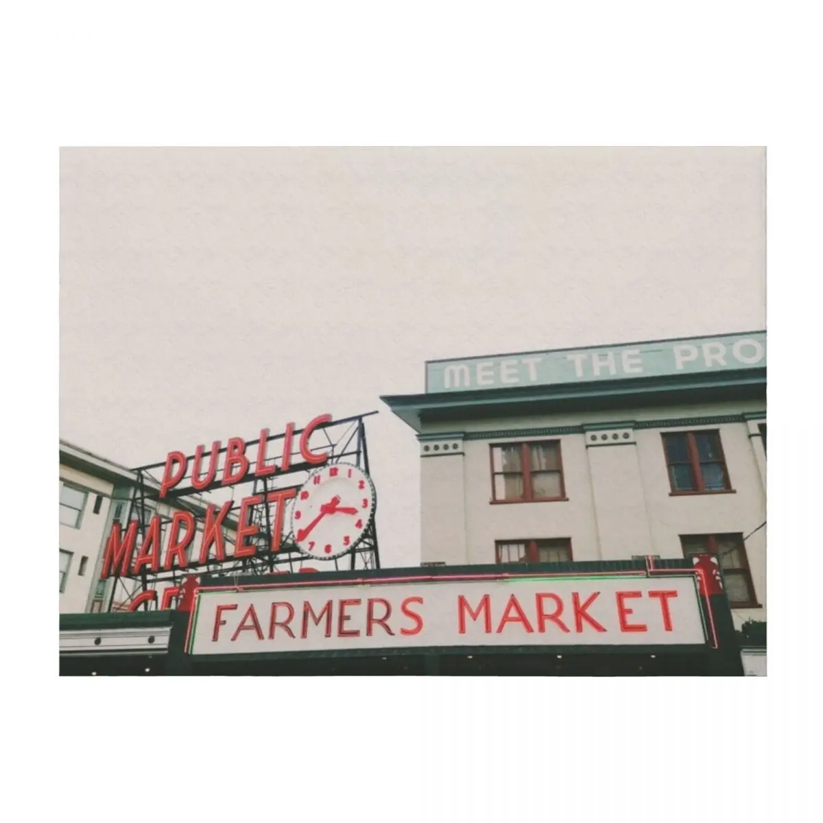 

Pikes Place Market - Seattle Throw Blanket Plaid on the sofa Camping Bed covers Picnic Blankets
