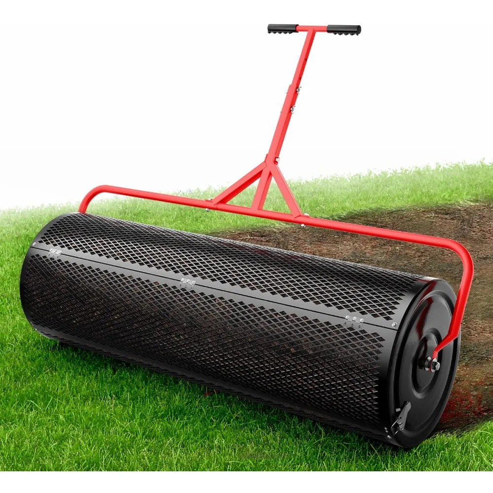 

Compost Peat Moss Spreader for Lawn, 44 Inch Compost Roller Spreader with Adjustable T-Shaped Handle, Upgraded Side Clasps