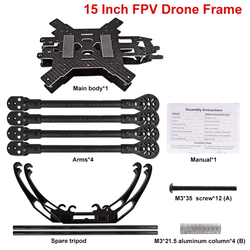 15Inch FPV Racing Drone Frame Carbon Fiber Quadcopter FPV Freestyle Frame For Enhanced Flight Stability & Performance