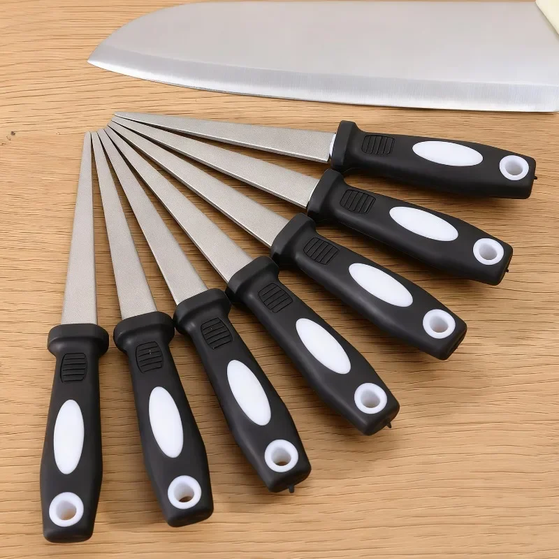 Diamond Sharpening Stone Double Sided Knife Sharpener Easy Grip Handle Flat Curved Blade Polishing Kitchen Grind Tool